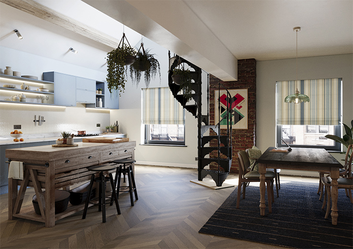 Laura Ashley Awning Stripe, Seaspray - Roman Blind - Image 6